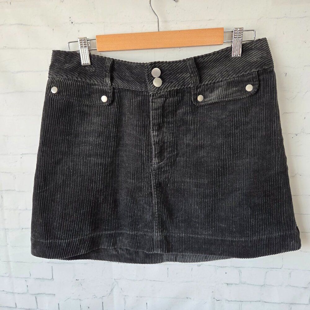 Abercrombie & Fitch Y2K Corduroy Mini Skirt Size 8 Gray Dark Academia Preppy
